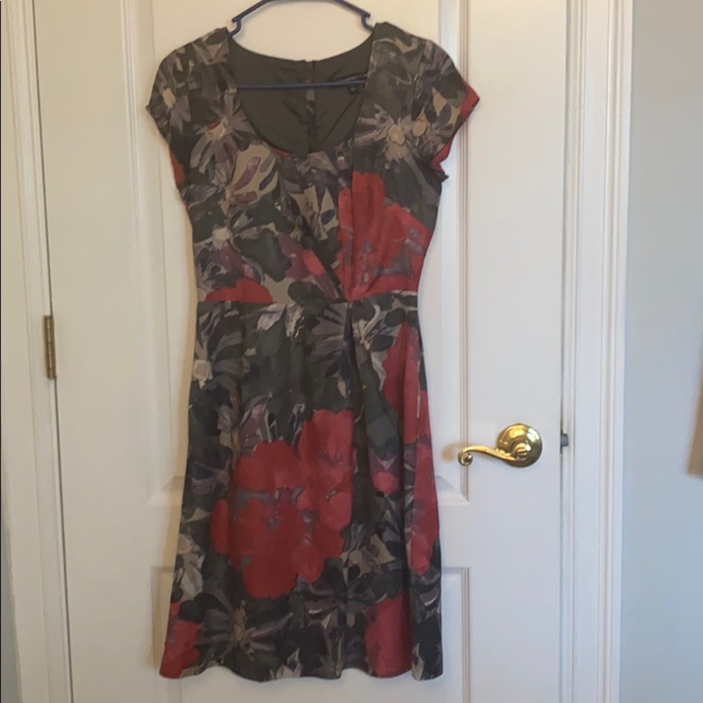 Banana Republic grey/pink floral work dress